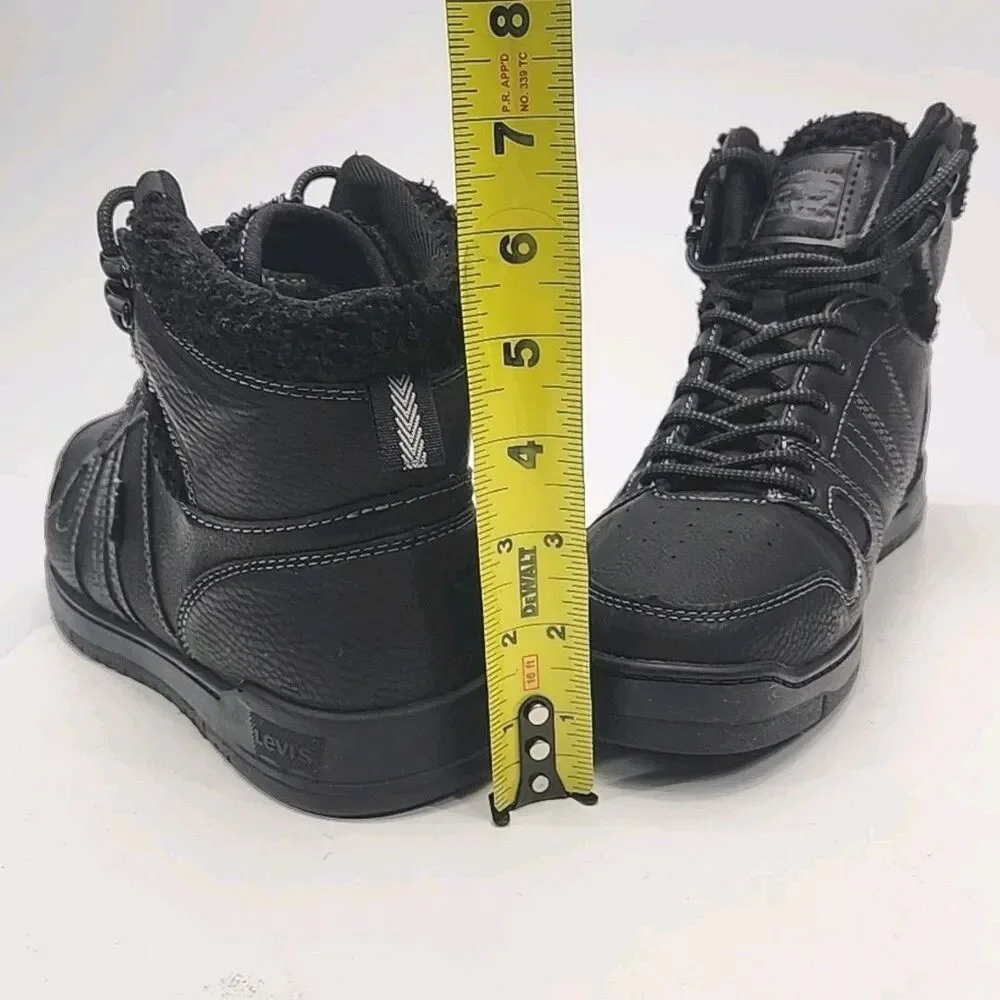 Levi's Sneaker Shoe Black High Top Sherpa Trim Women Size 9 Synthetic Lace-up
